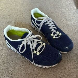 On cloud blue and white women’s sheos